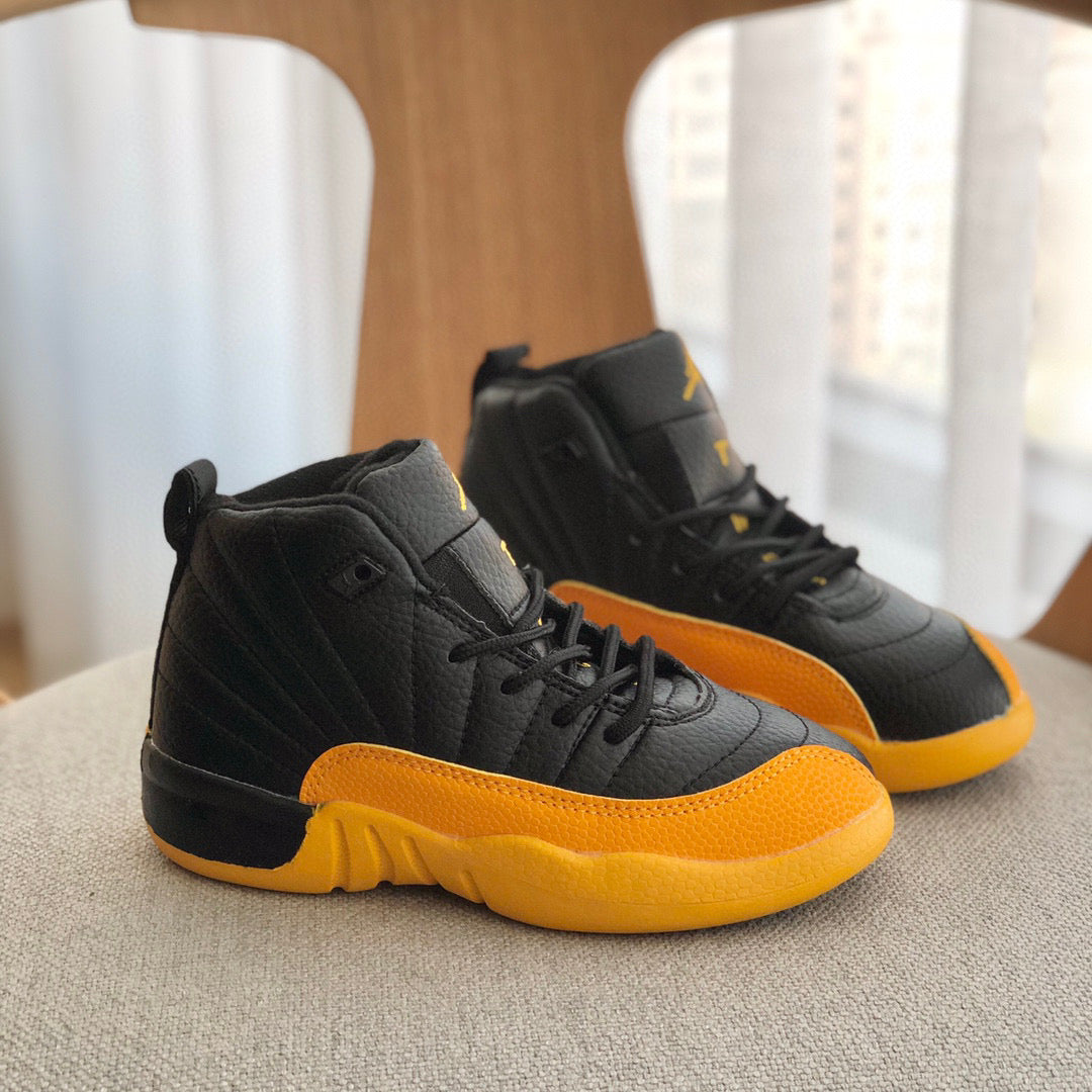 Joe 12 high quality children's shoe" black and a vibrant orange"