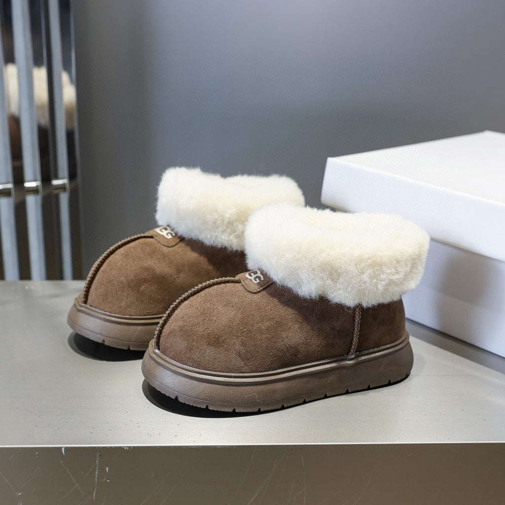 U-GG ugly leather big head snow boots" brown"