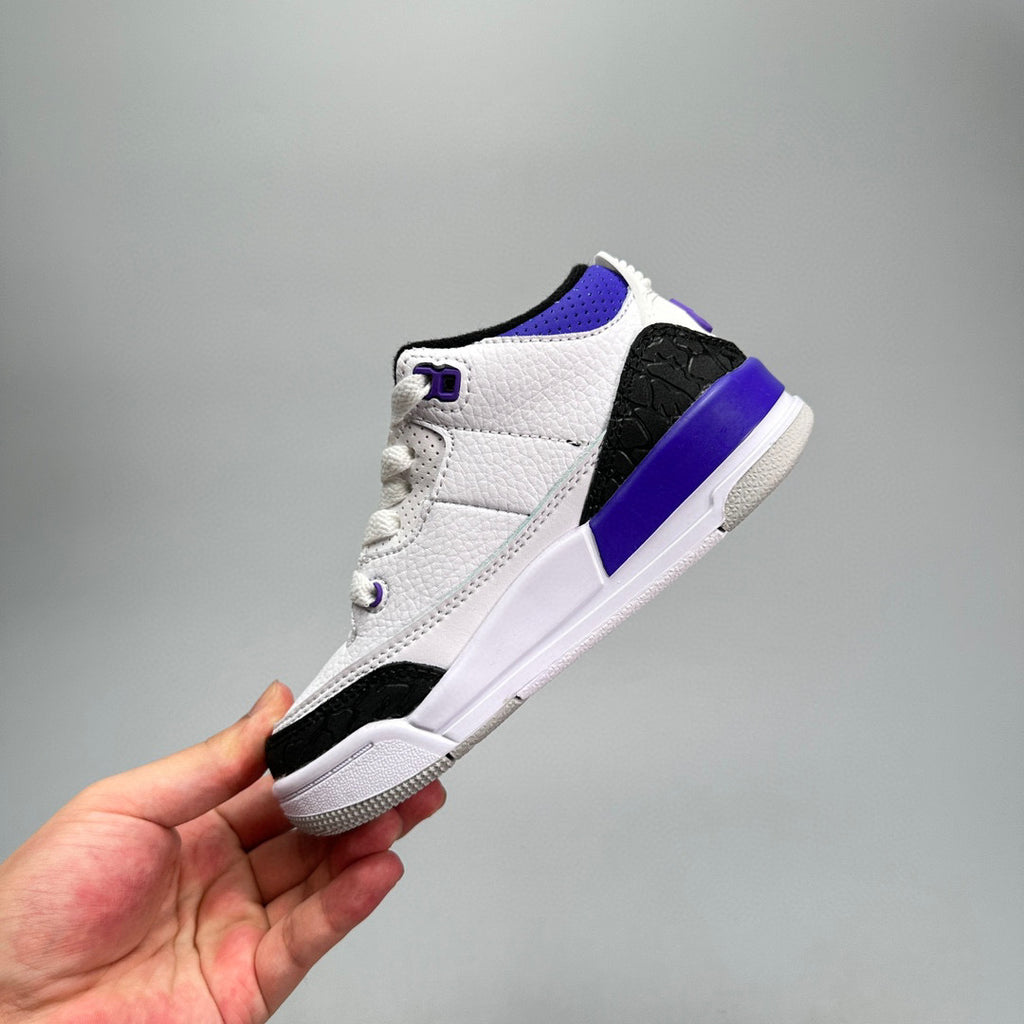 Jordan 3 children's shoes" white, black, blue"