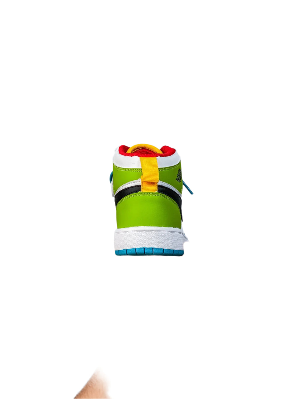 Joe 1 cartoon high top basketball shoes" Green, blue, white"