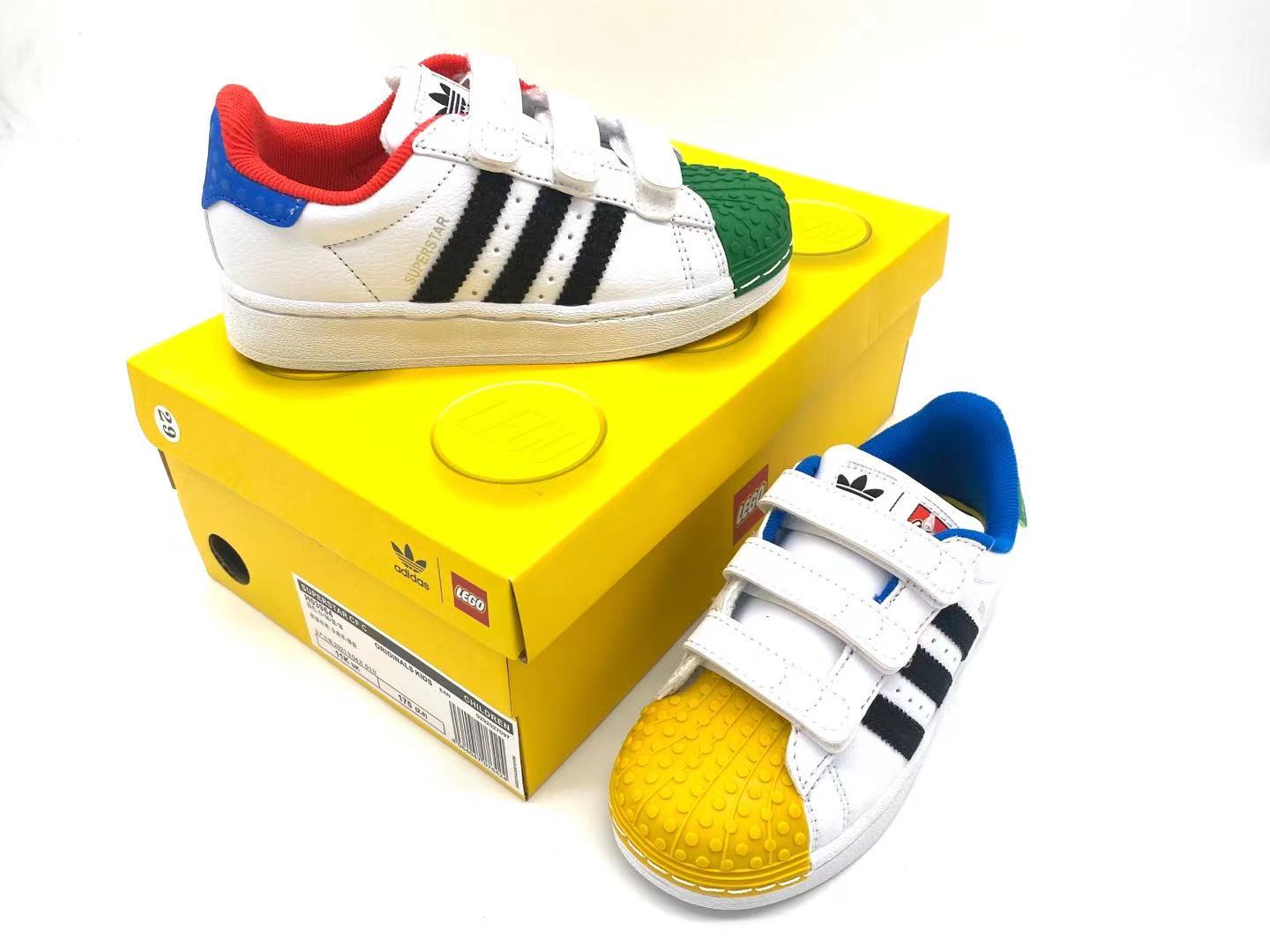 Adidas classic shell toe children's shoes" white, red, blue, green"