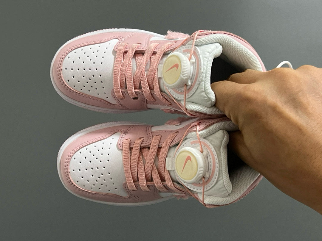 Joe 1 Zhongbang lock children's sports shoes" white, pink"