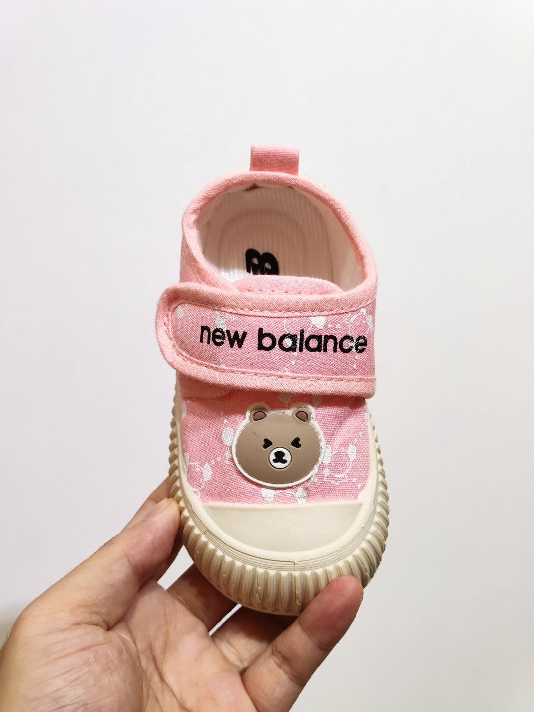 NB canvas bear cute Velcro children's shoes "pink"