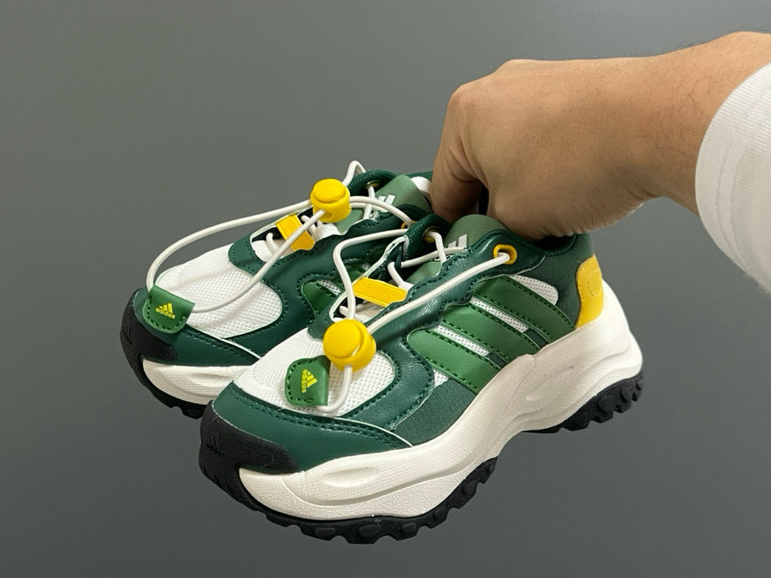 Adidas new elastic buckle children's shoes" green, white, yellow"