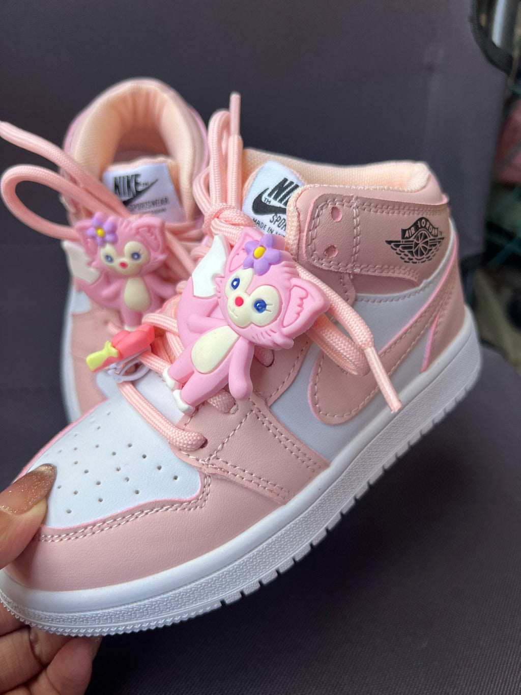 Joe One Cartoon Doll Accessories High Top Sneakers " baby pink"