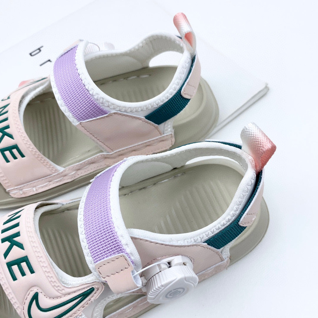Nike Twist Lock Closed Toe Sandals "light gray, light pink"