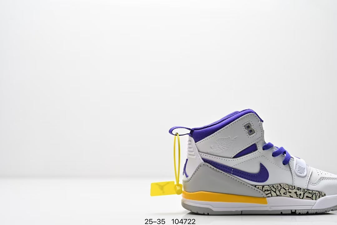 Jordan 312 high top children's shoes full second layer leather" white, blue"