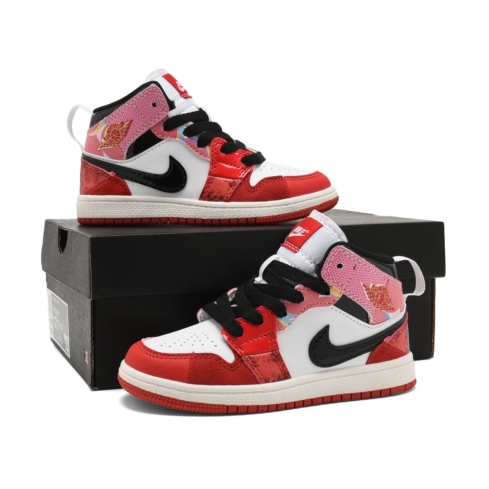 AJ-127" pink, white, red"