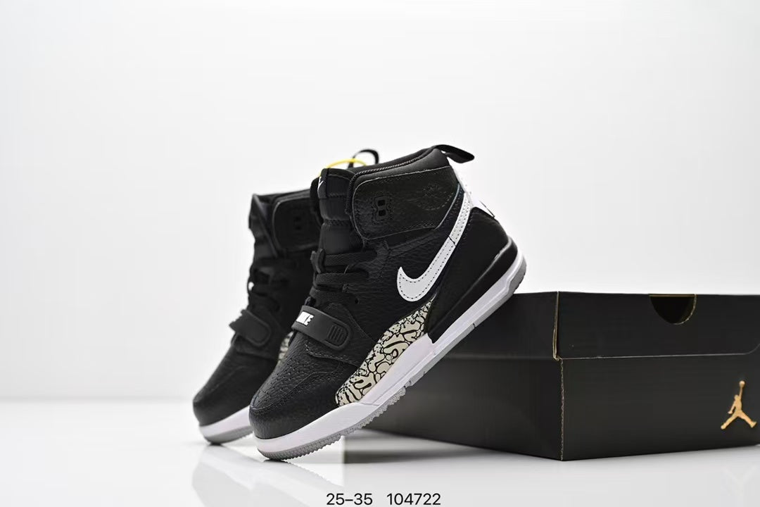 Jordan 312 high top children's shoes full second layer leather" black"