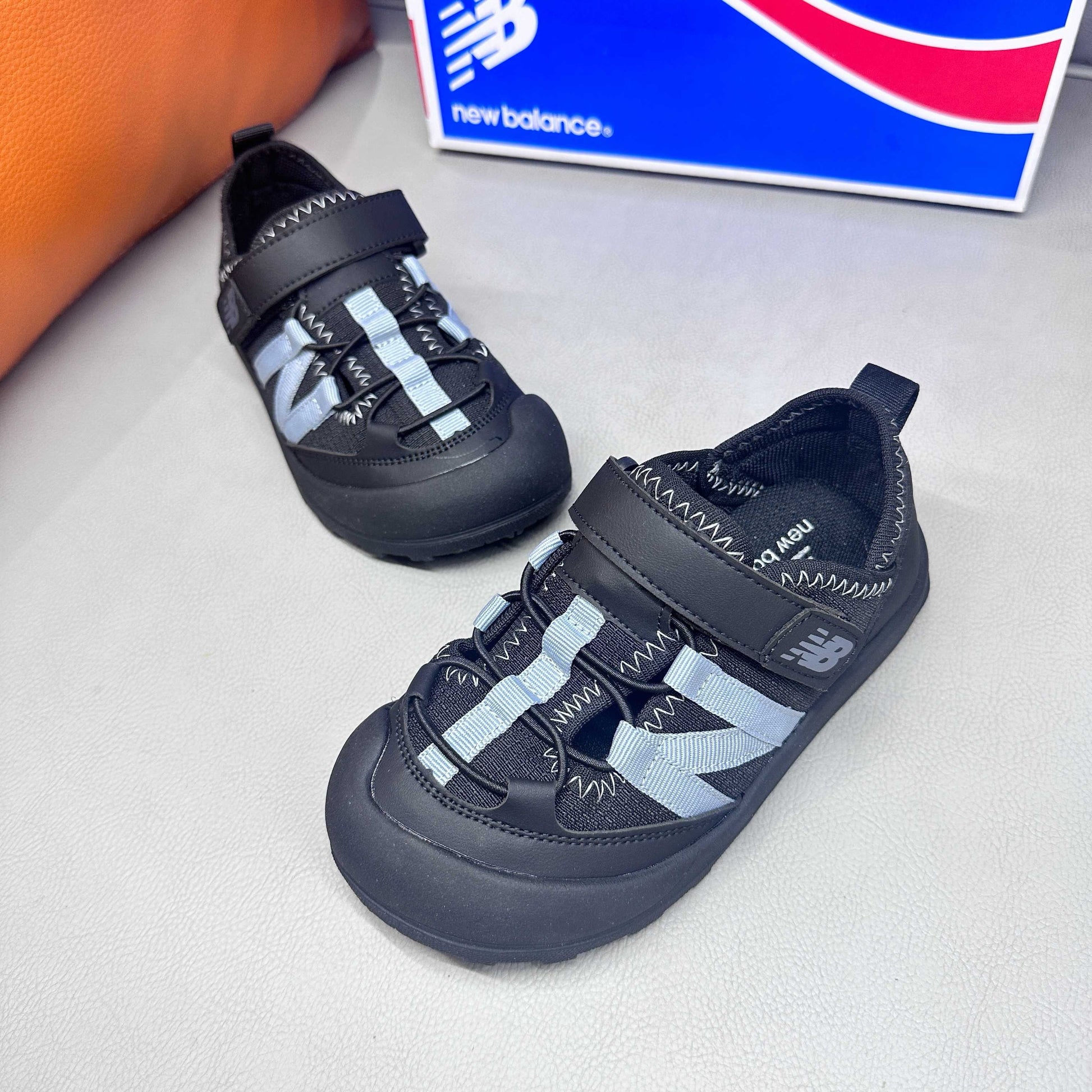 N3205 Velcro Sandals "black,  light blue-grey "