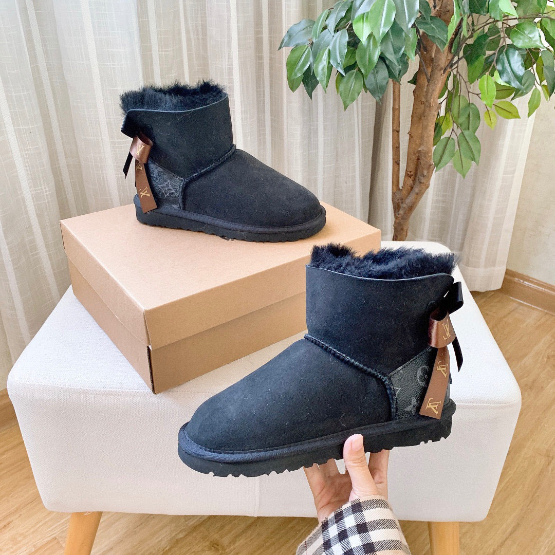 UGG co-branded wool integrated snow boots" black"