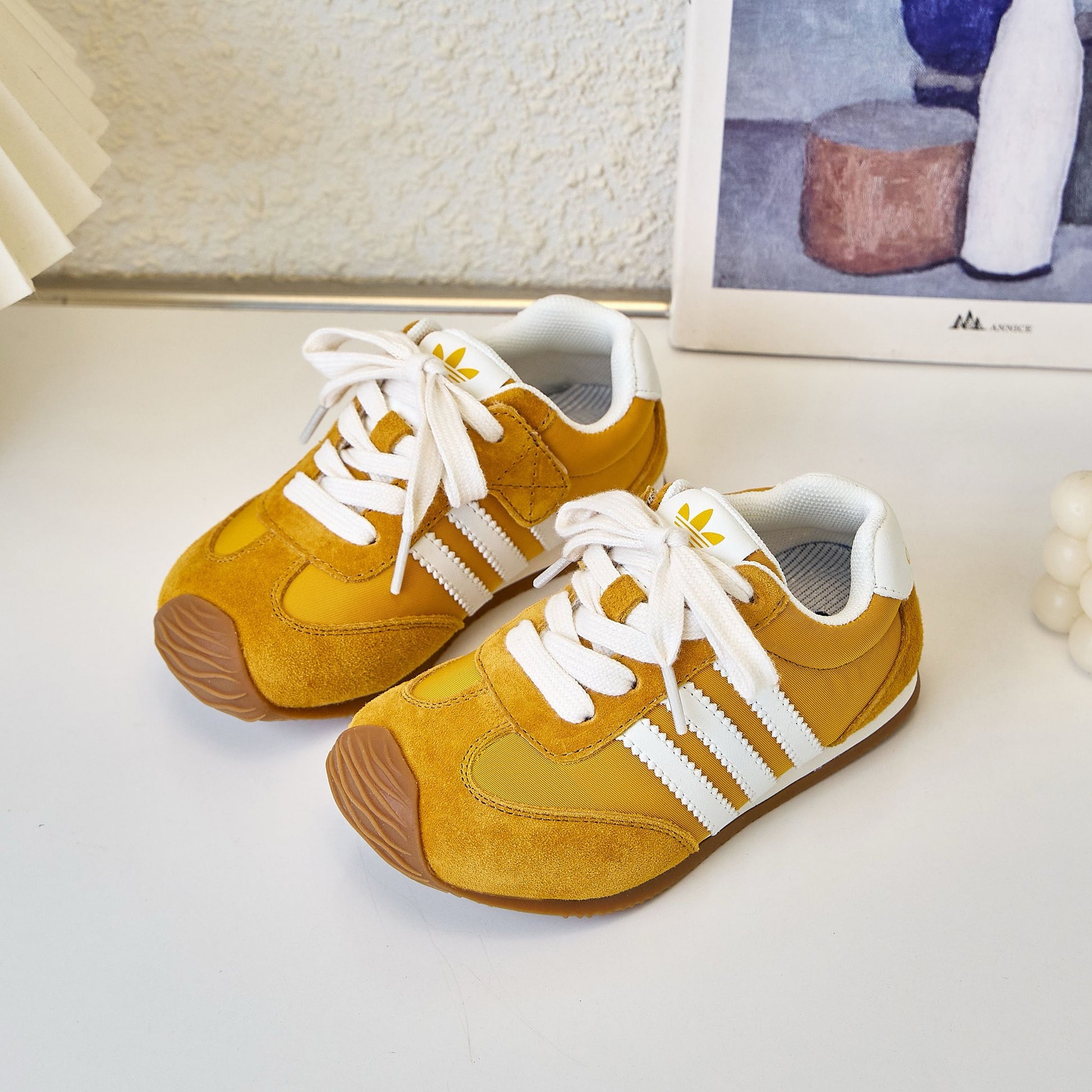 Adidas Agande training shoes" mustard yellow, white"