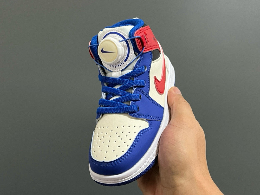 Joe 1 Zhongbang lock children's sports shoes" cream , blue, red"