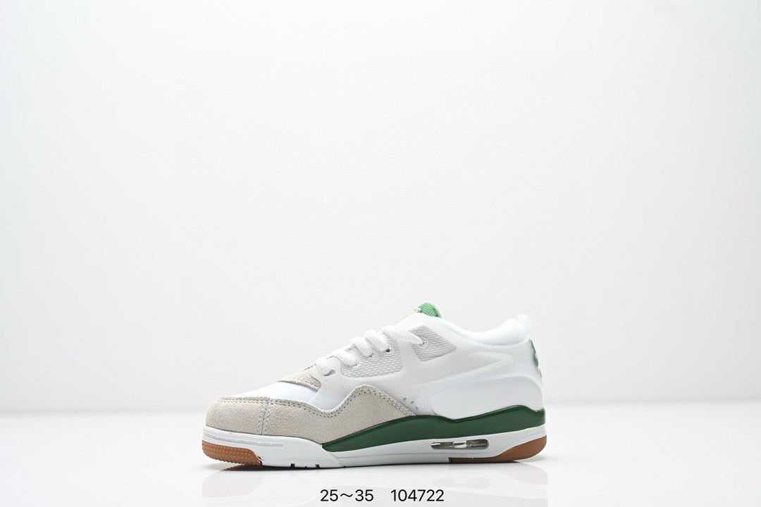 Jordan 4 low-top air cushion basketball shoes" white, green"