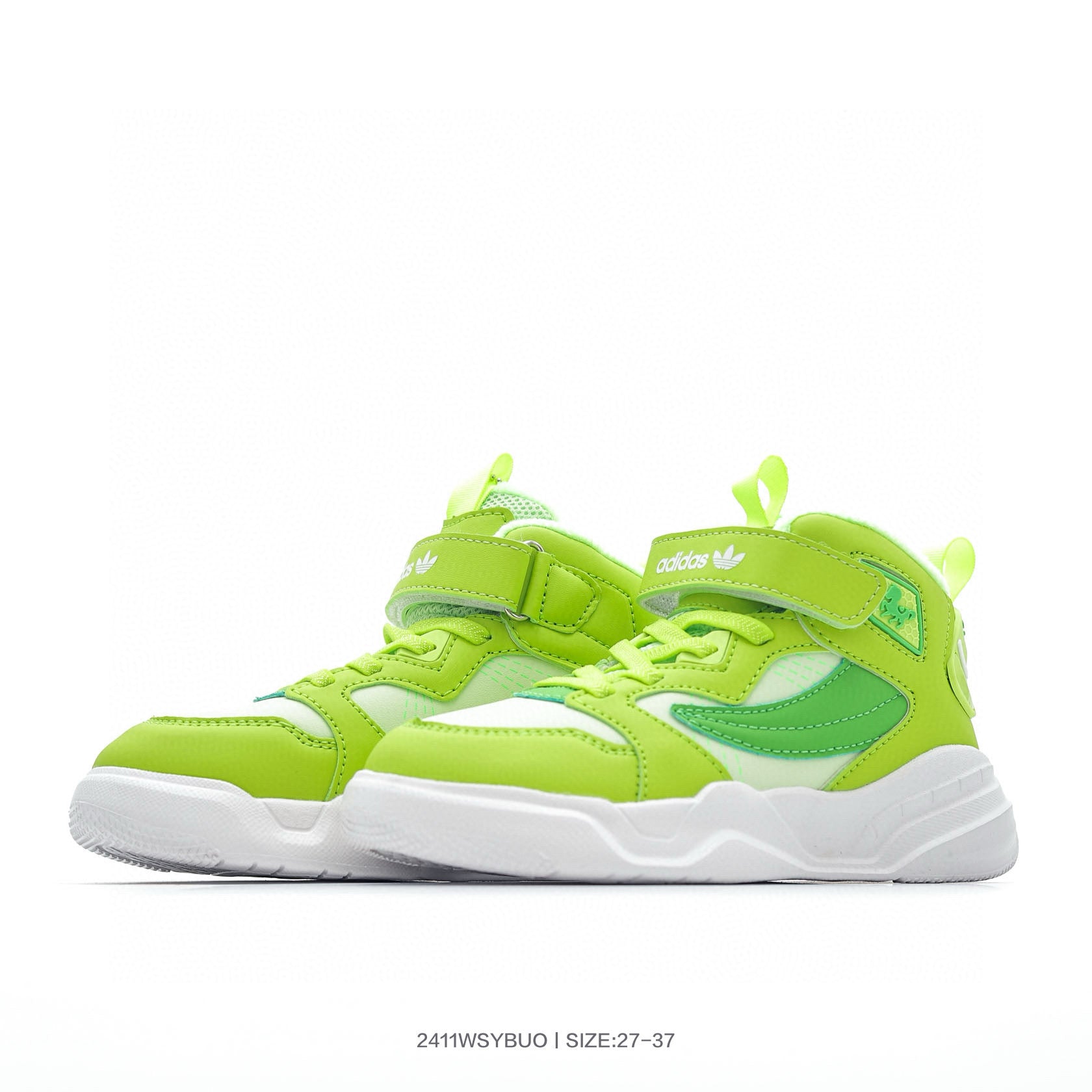 Adidas mid-cut Velcro sneakers" white, light green"
