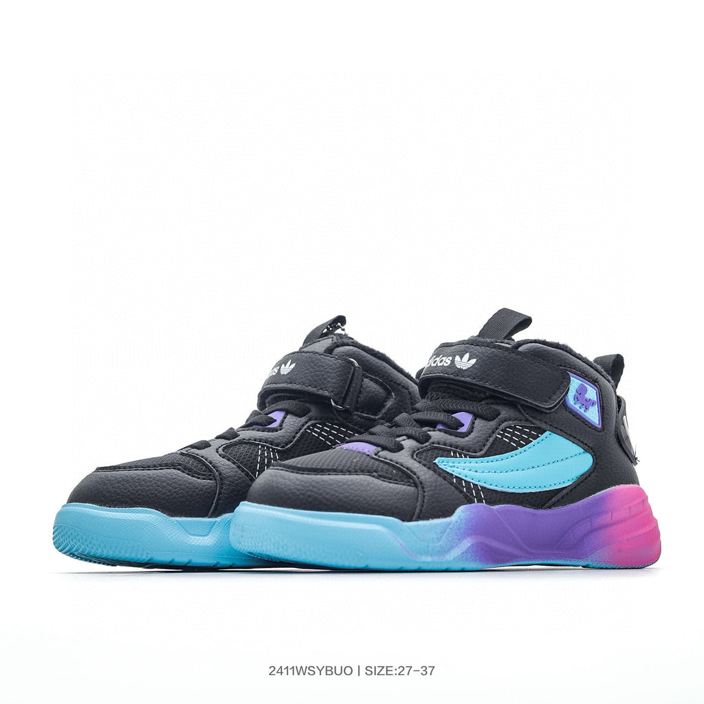 Adidas mid-cut Velcro sneakers" black, blue"