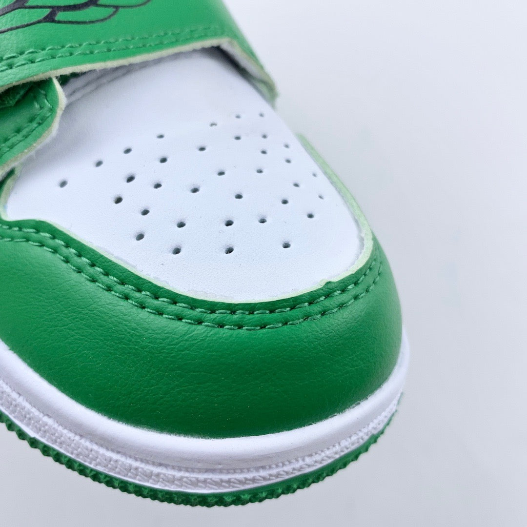 AJ Joe One-Wing Velcro Children's Shoes" white, green"