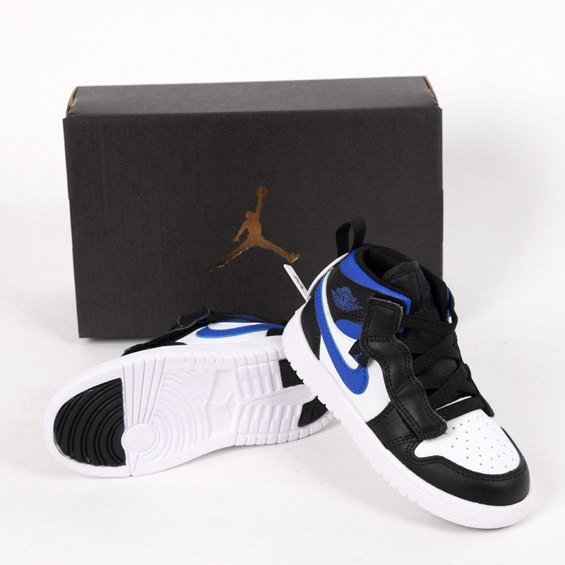 Jordan high top elastic band" white, black, blue"