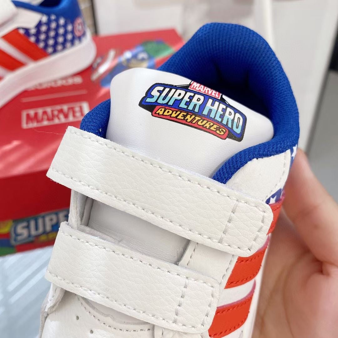 Adidas co-branded Velcro children's shoes" white, red, blue"
