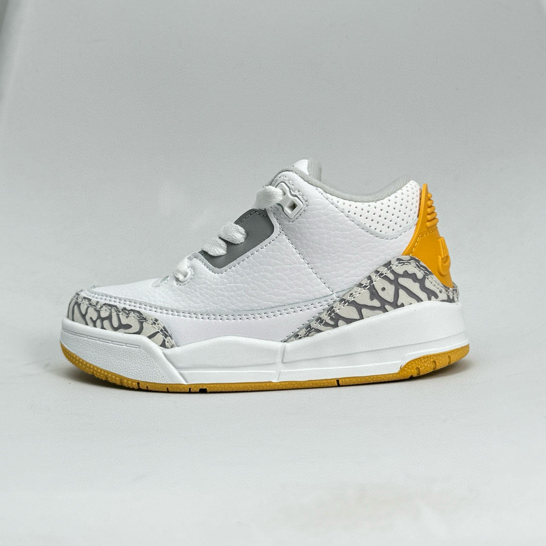 Jordan 3 children's shoes" white , gray, golden yellow"