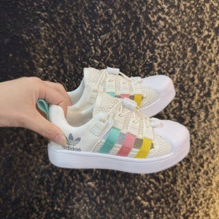 adidas shell toe sandals" white"