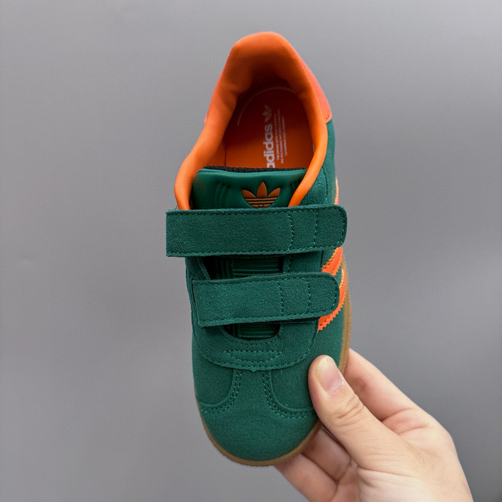 Adidas Dexter double buckle sneakers" dark green with orange"