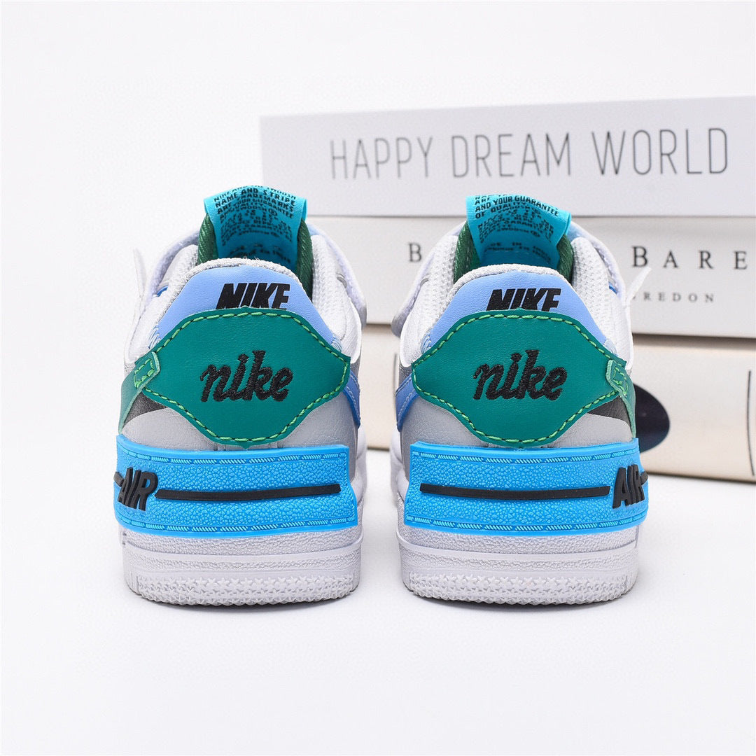 Air Force Macaron Velcro " white, Turquoise"