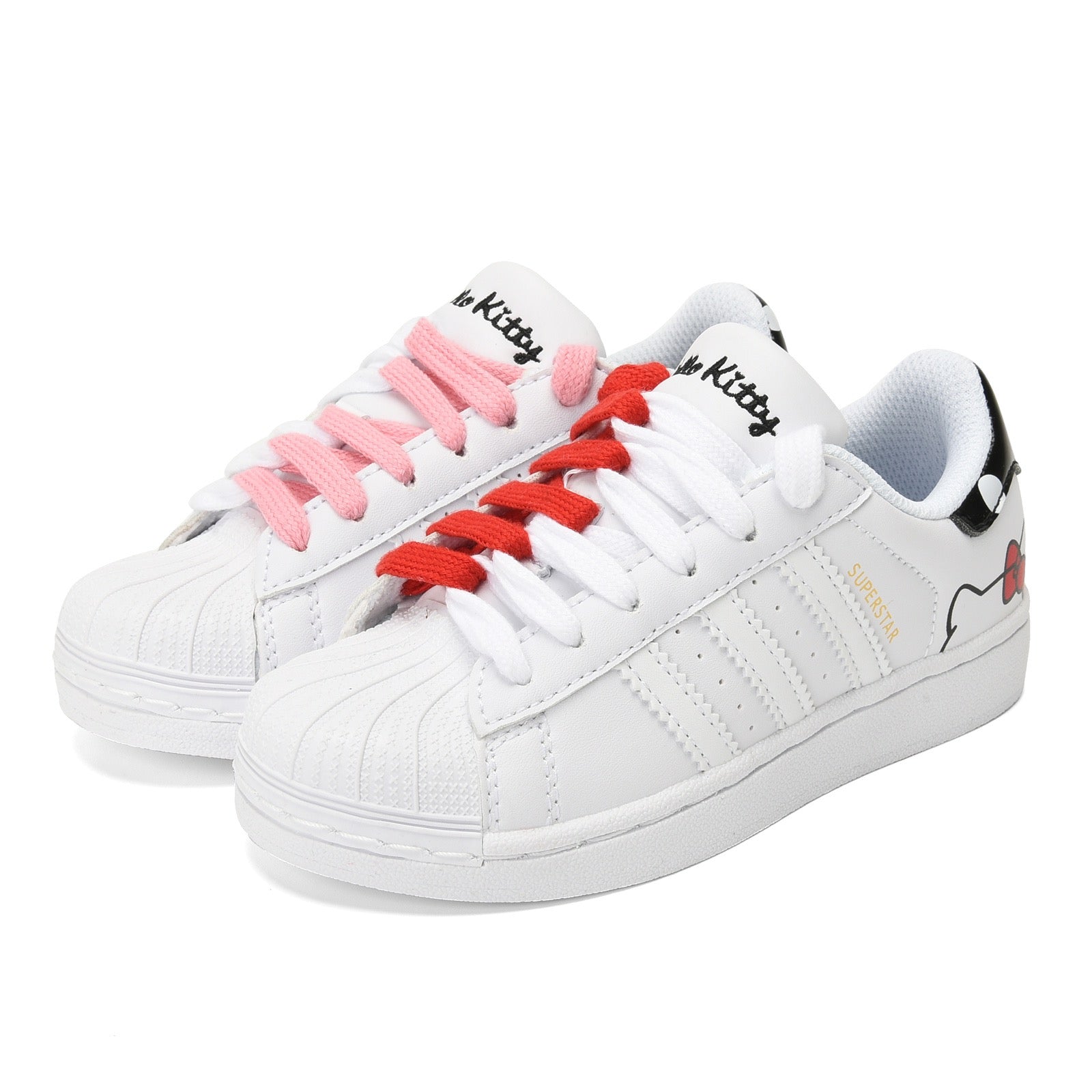 Adidas shell toe lace-up sneakers " white, red"