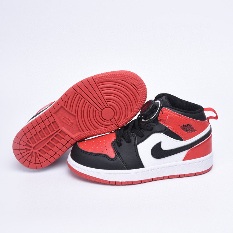 Joe 1 rotating button high top children's shoes" white, black, red"