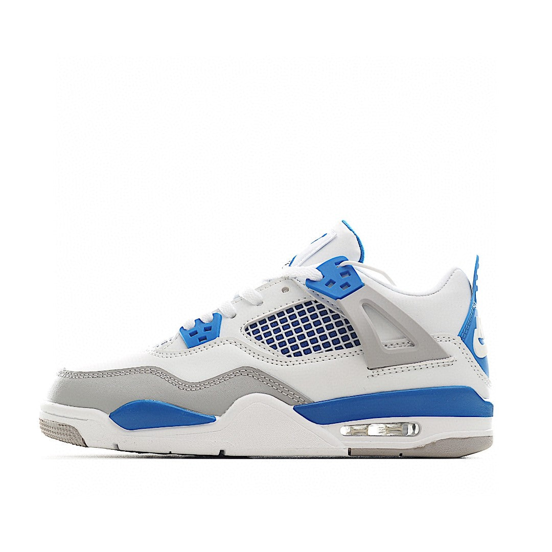 NK AJ 4th generation lace-up basketball air cushion children's shoes" white, gray, blue"