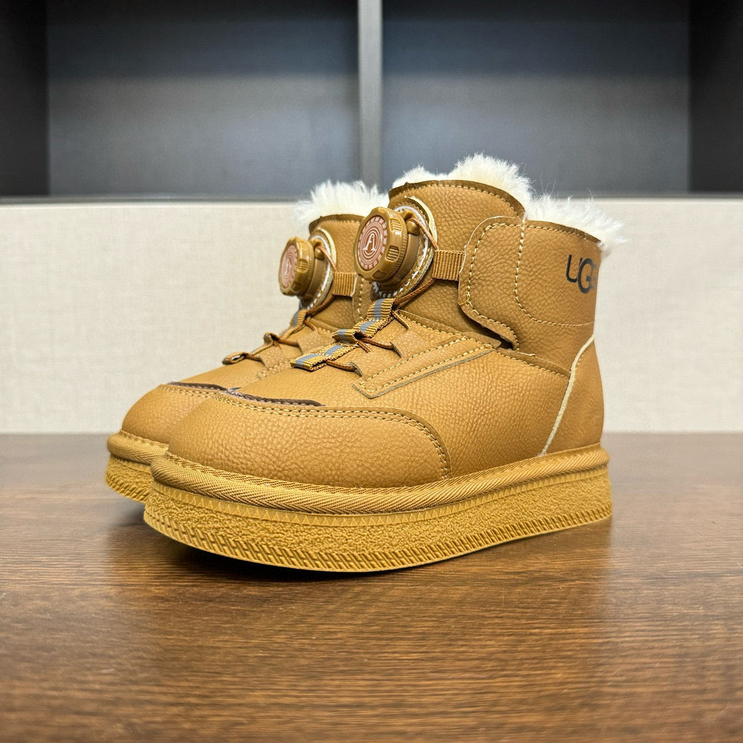 U-GG mid-cut swivel button plus suede leather children's shoes" camel"