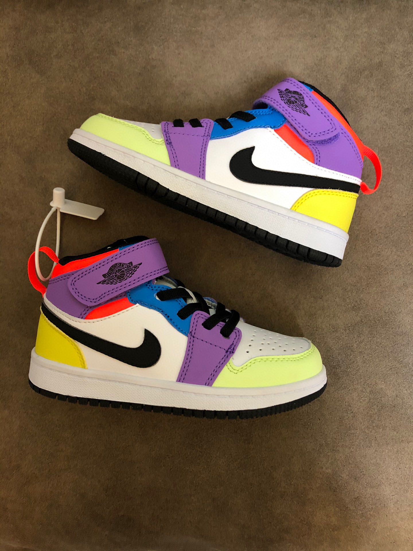 Joe's high-top Velcro children's shoes" purple, yellow, blue, white"