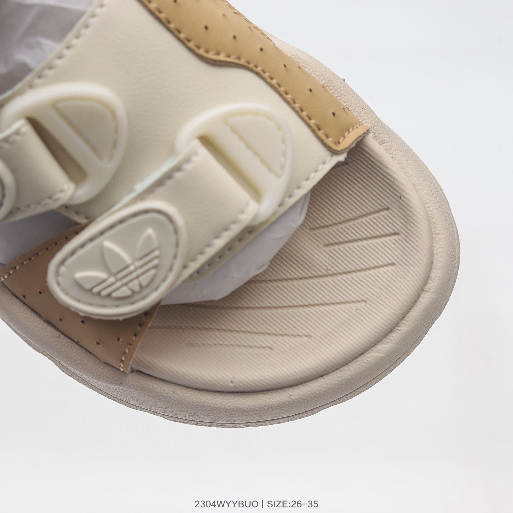 Adidas three-bar Velcro outdoor sandals" beige"
