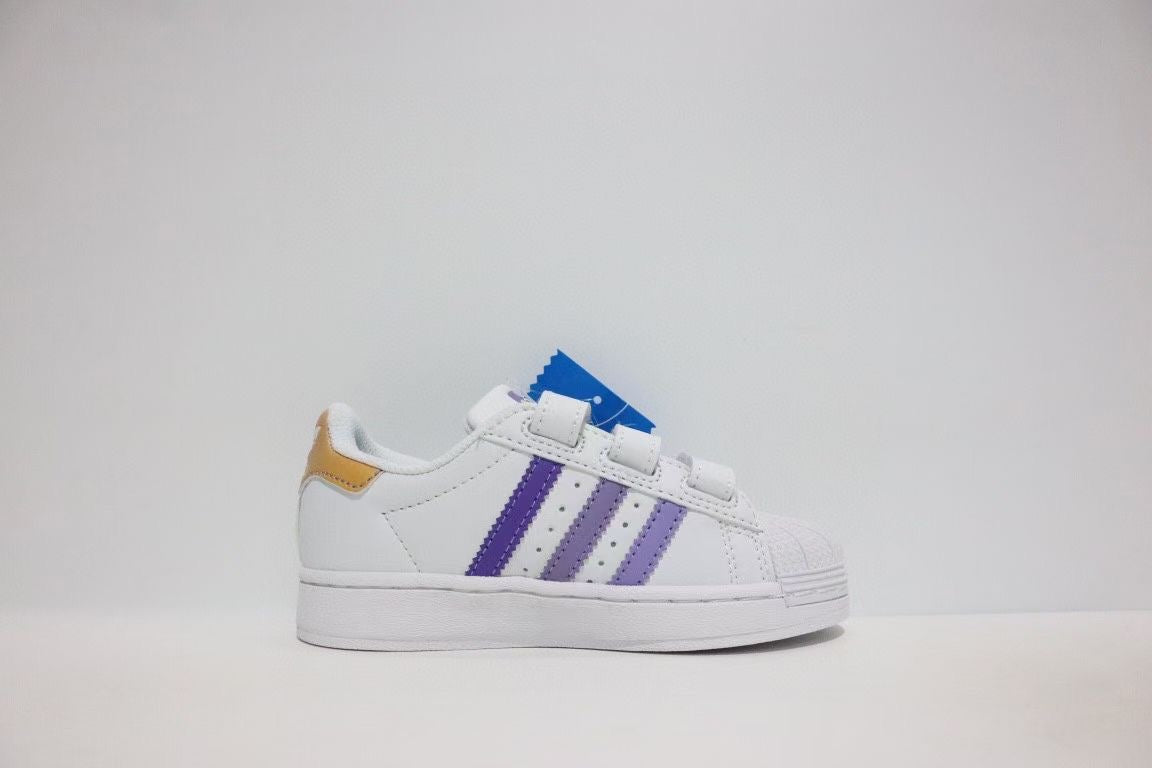 Shell toe two-layer cartoon children's shoes" white, purple"