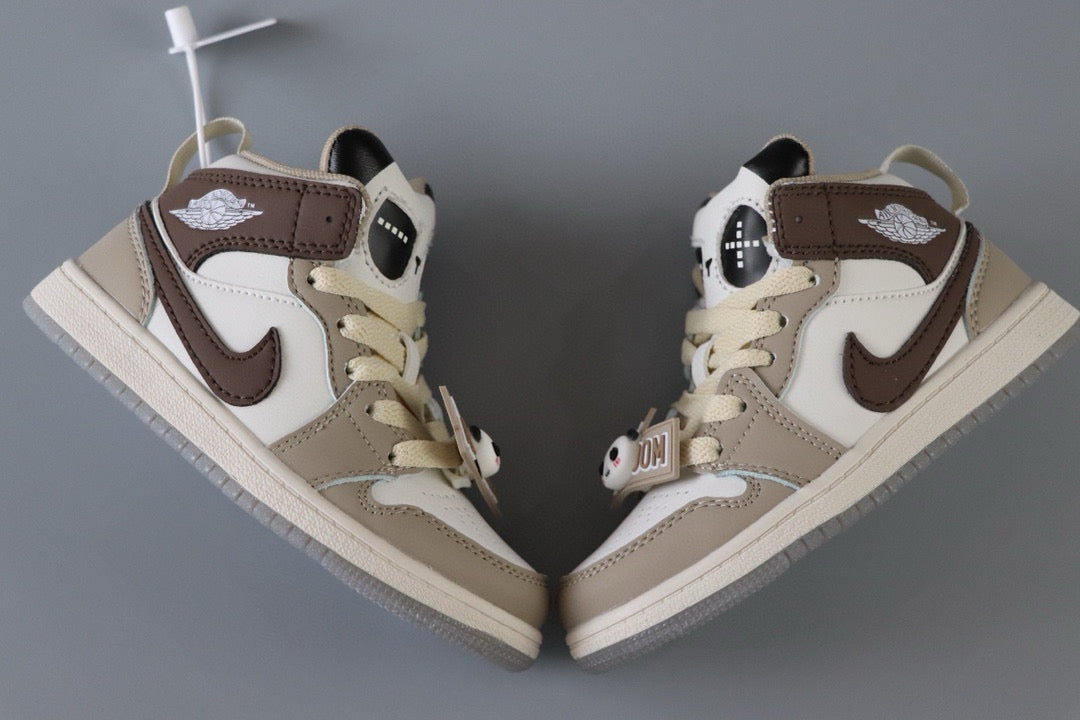 AJ Jordan Panda Light Shoes" beige, dark brown"