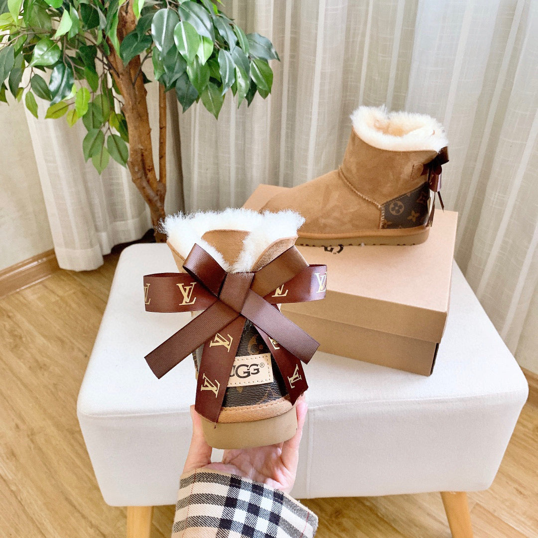 UGG co-branded wool integrated snow boots" brown"