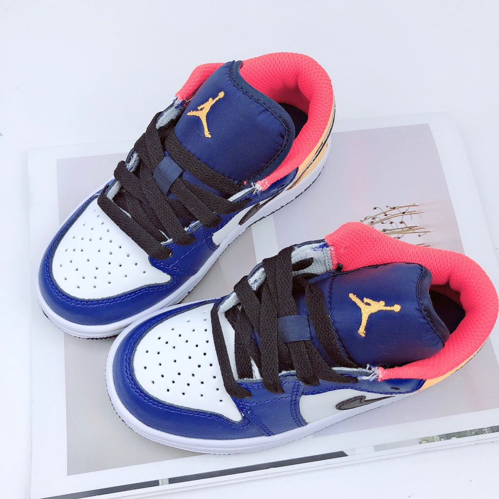 Joe 1 low-top elastic buckle parent-child shoes" blue, white, yellow"