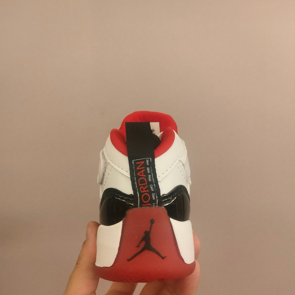 Jordan 612 single buckle children's shoes" white, black, orange"