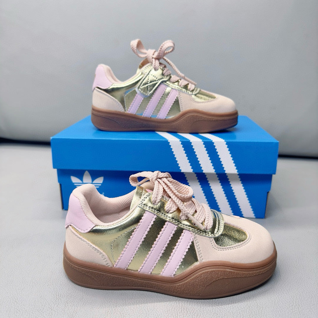 Adidas third generation children's German training shoes" pink, silver"
