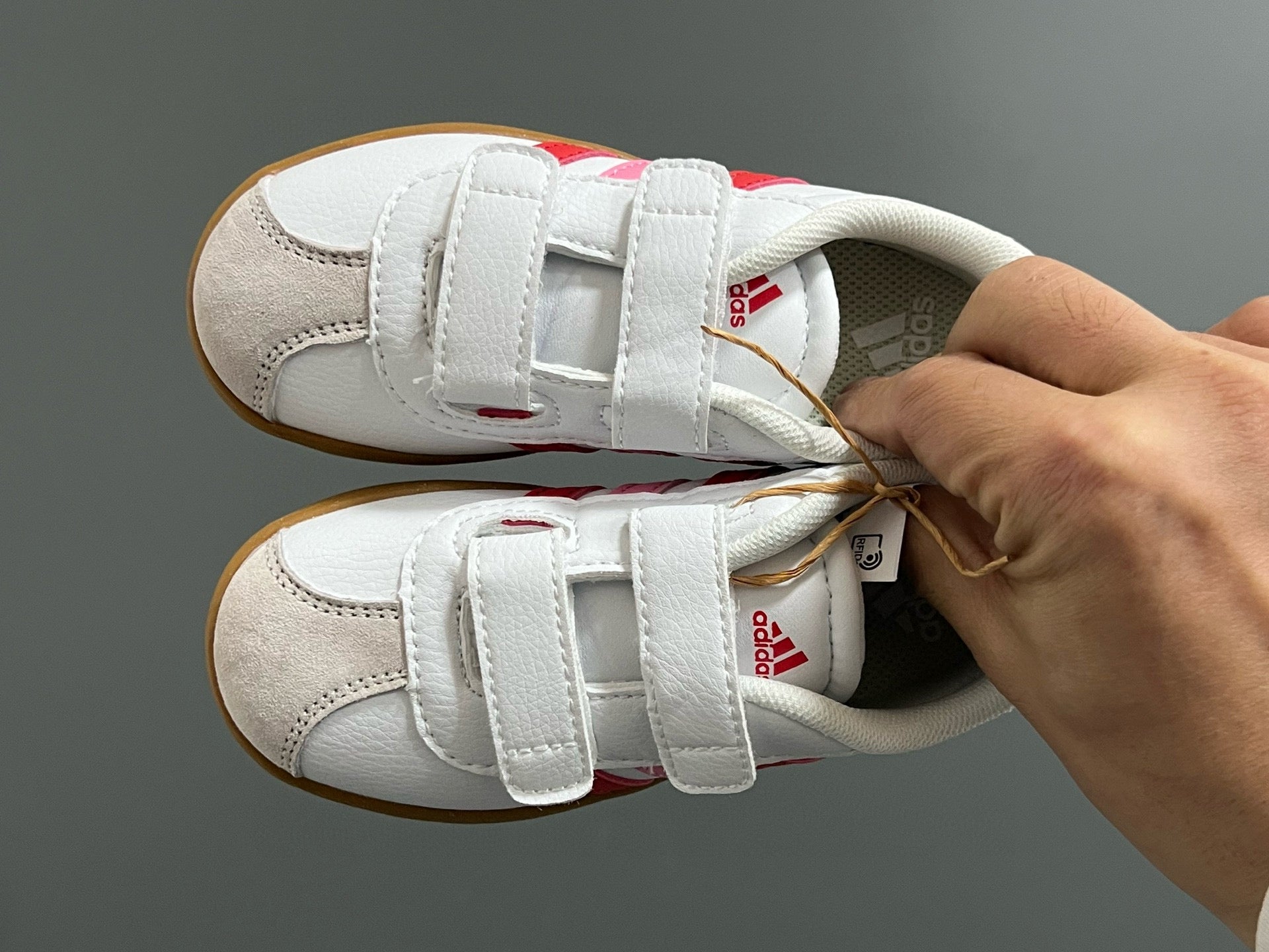 Adidas tennis shoes" white, red, pink"