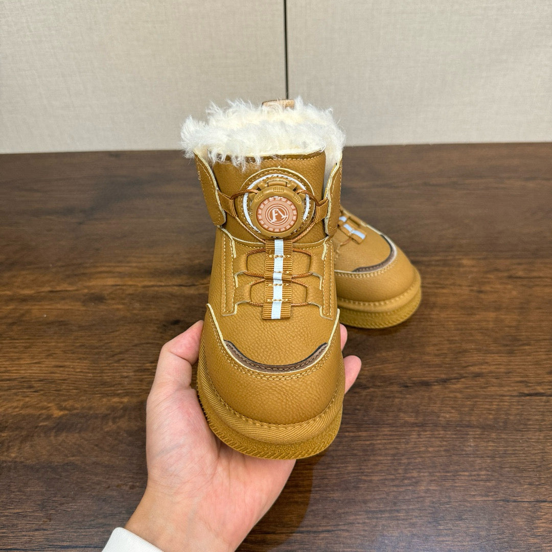 U-GG mid-cut swivel button plus suede leather children's shoes" camel"