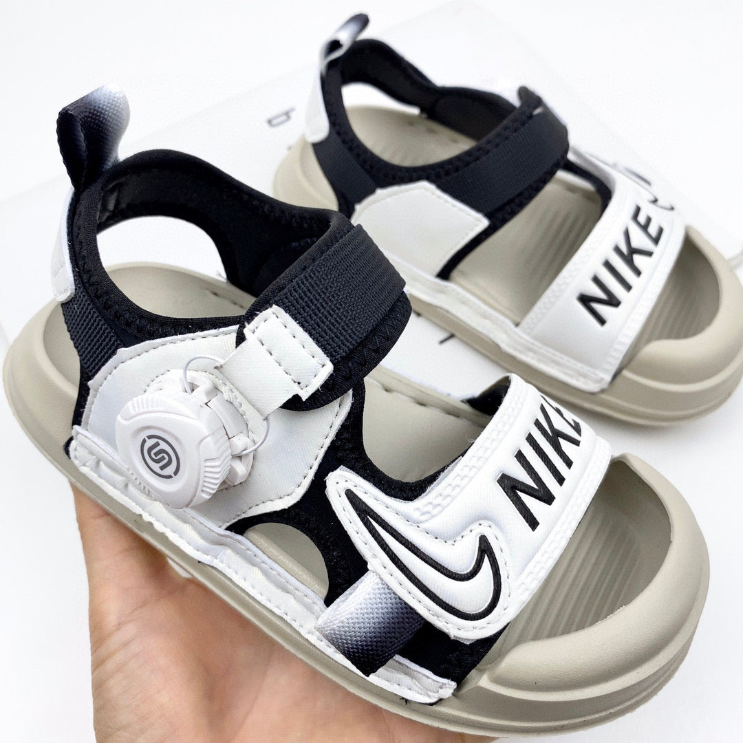 Nike Twist Lock Closed Toe Sandals "light gray, navy"