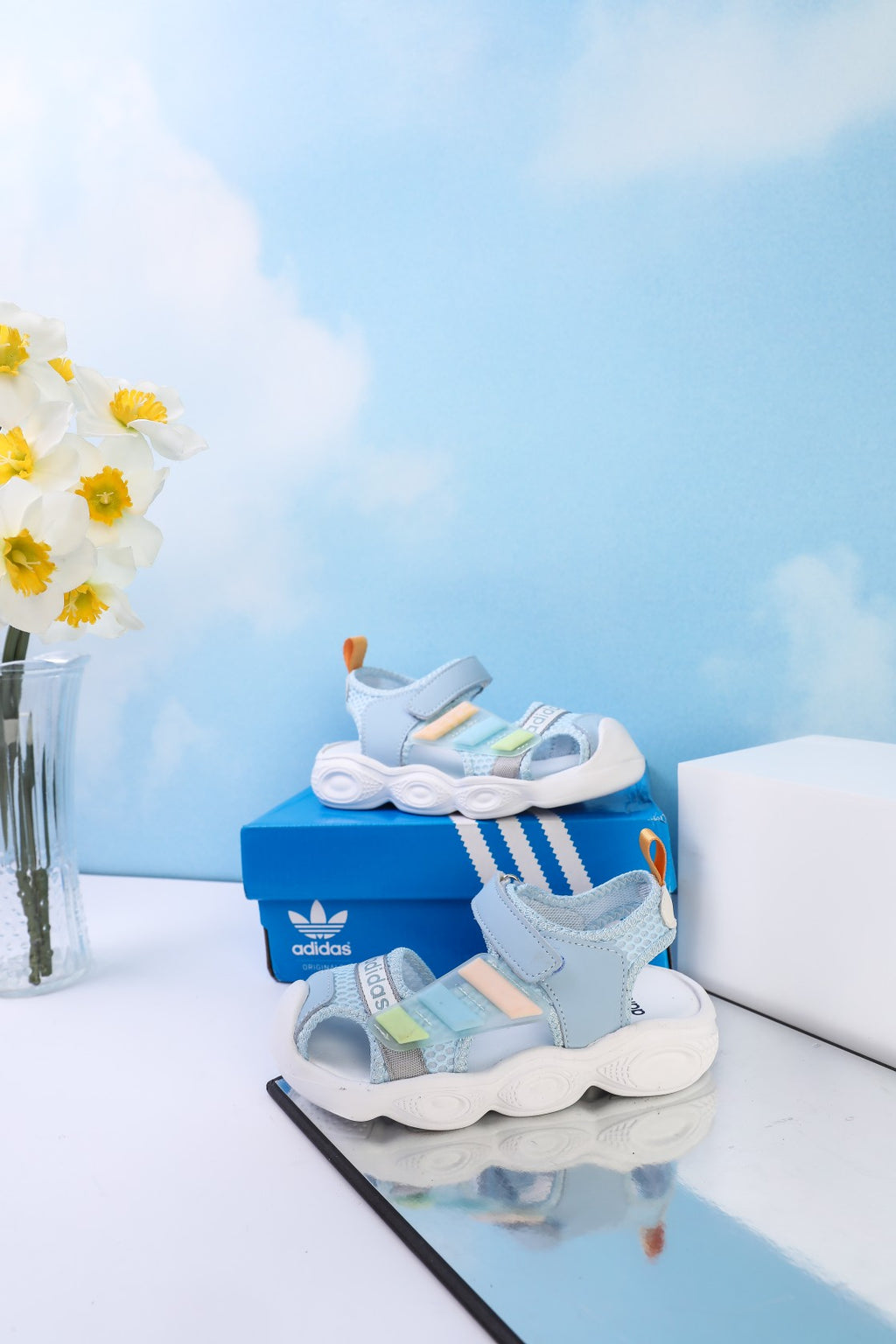 Adidas closed toe sandals" light blue"