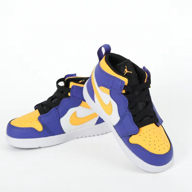 Jordan high top elastic band" white, blue, yellow"