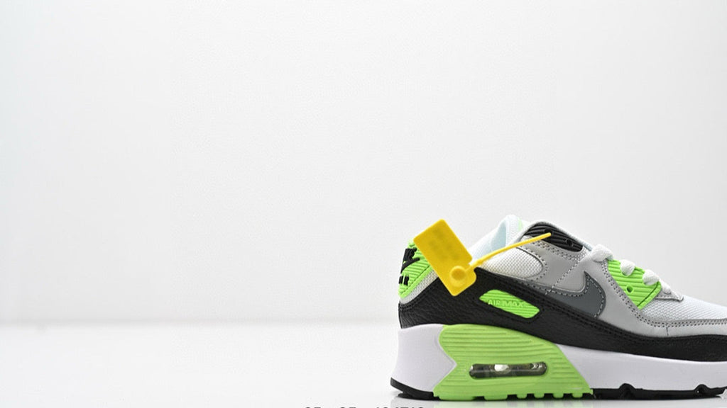 Cushion Children's Shoes " White, & lime green"
