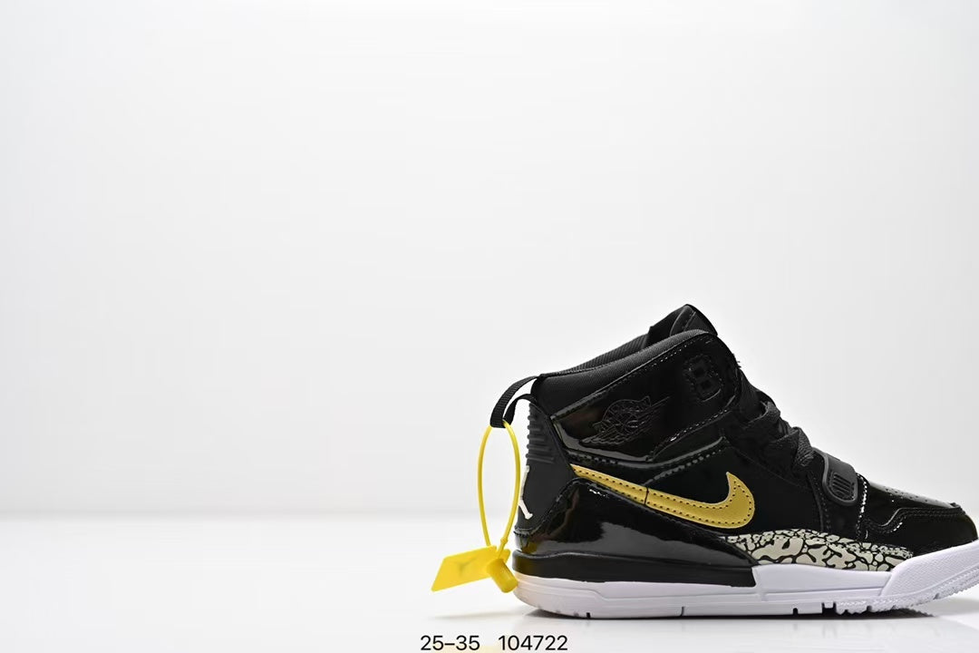 Jordan 312 high top children's shoes full second layer leather" Black"